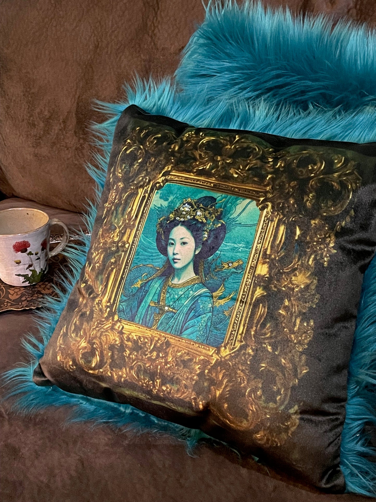 Gapjin Queen  Limited Edition  Velvet and Faux Fur Pillow