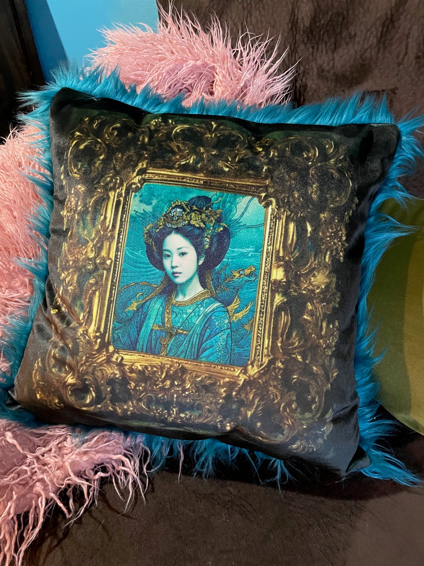 Gapjin Queen  Limited Edition  Velvet and Faux Fur Pillow