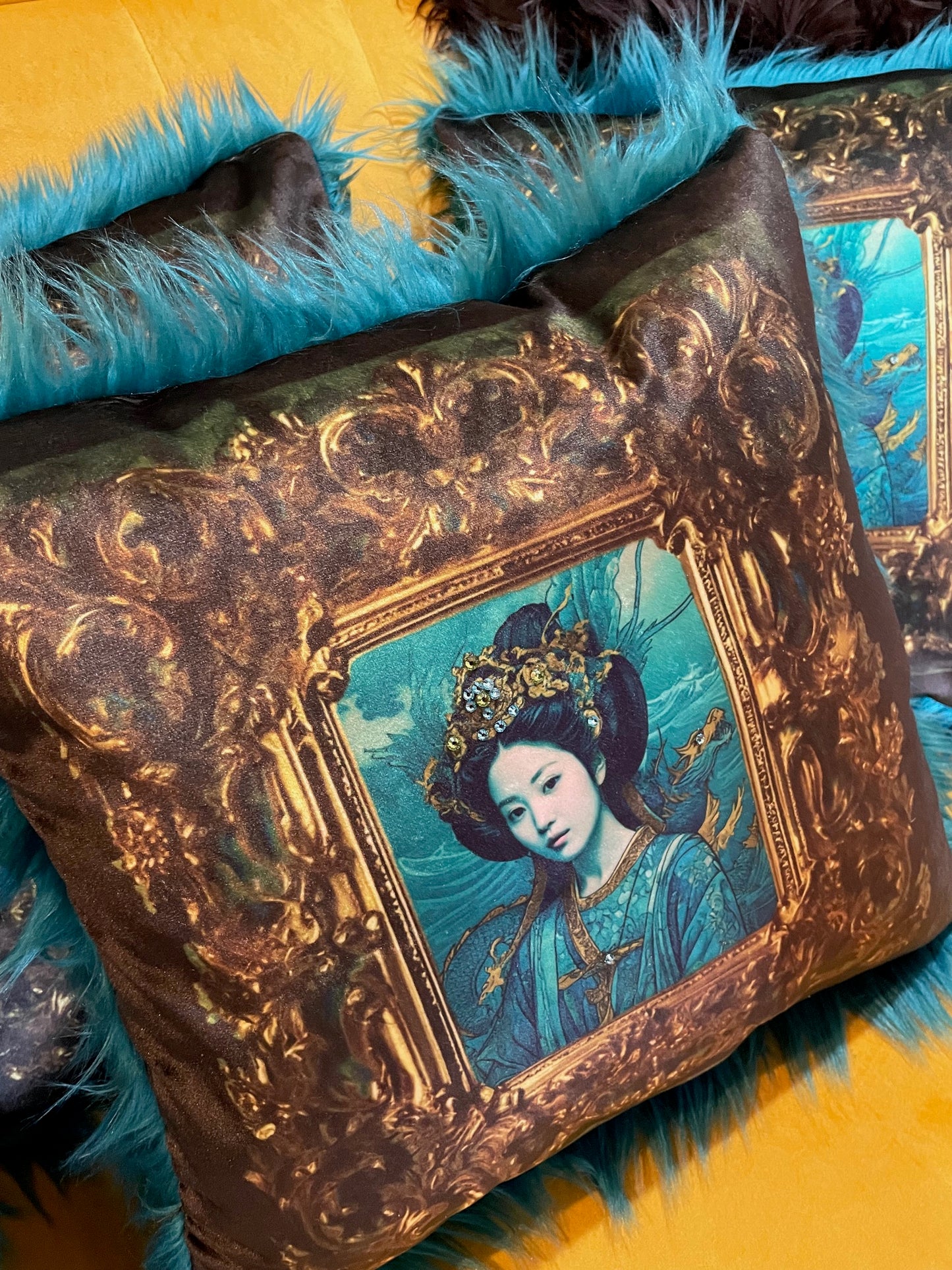 Gapjin Queen  Limited Edition  Velvet and Faux Fur Pillow